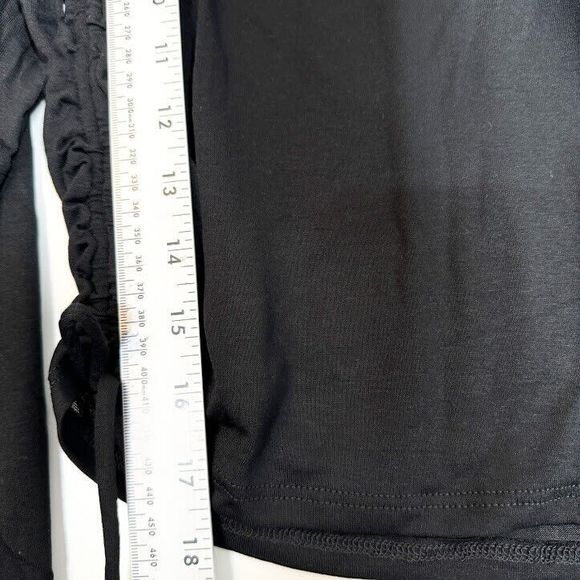 Project Social T Aubrey Ruched Side Long Sleeve Top Womens Black Size Medium NWT - Picture 6 of 9